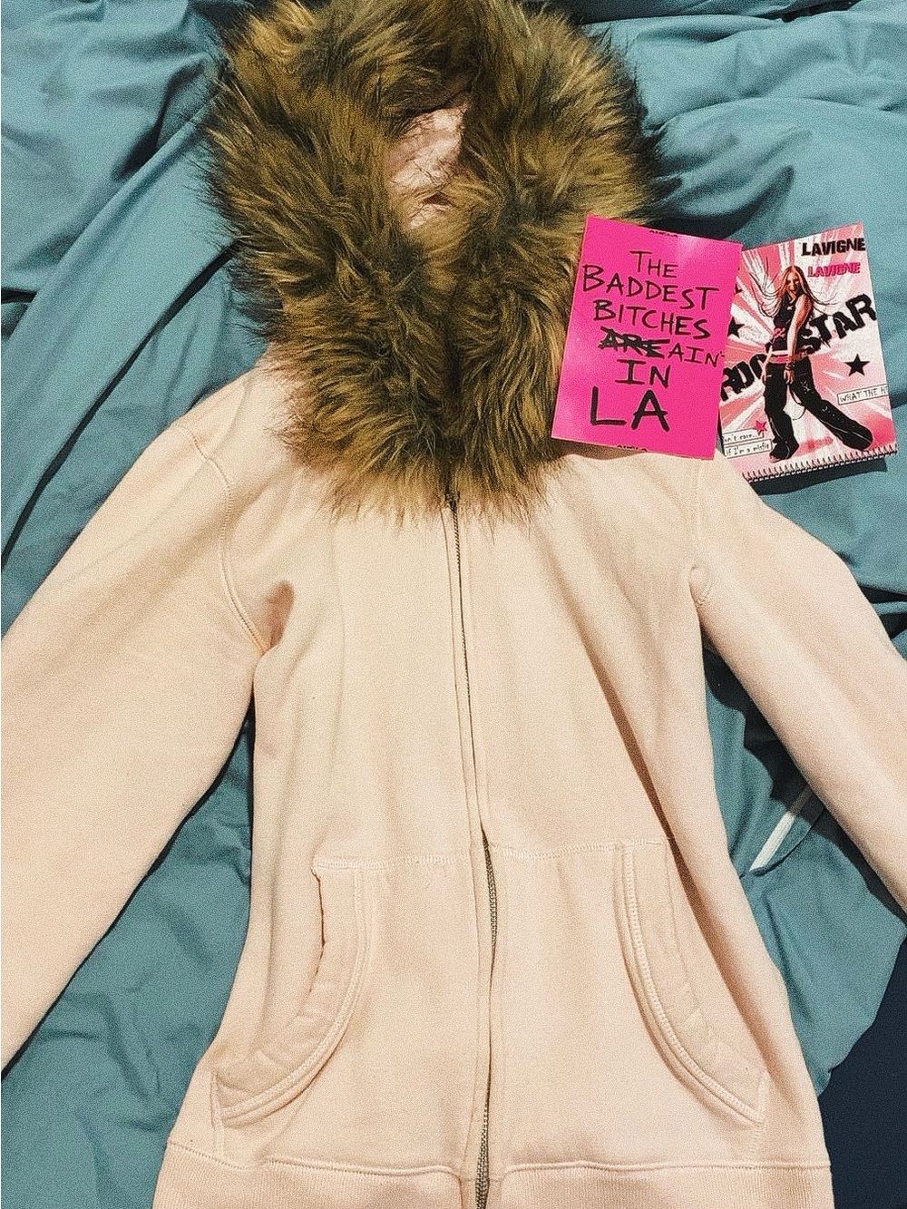 Vintage Hollister Furr Hooded Jacket - Pink🧁